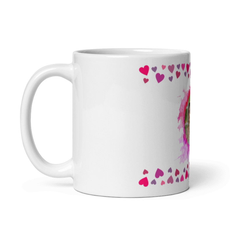 Customized Coffee Mug - Add Your Own Photo - Colorful Heart Pattern