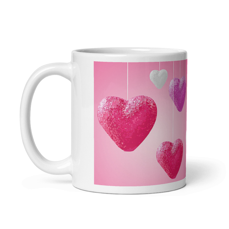 Customized Coffee Mug - Add Your Own Photo - Pink Background Pattern