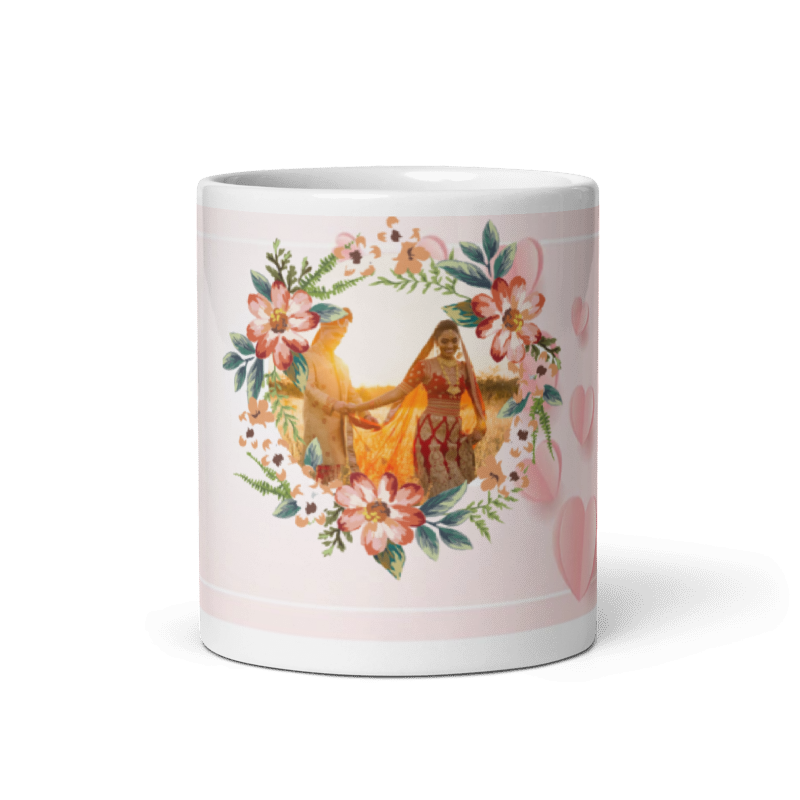 Customized Coffee Mug - Add Your Own Photo - Bloom Pattern