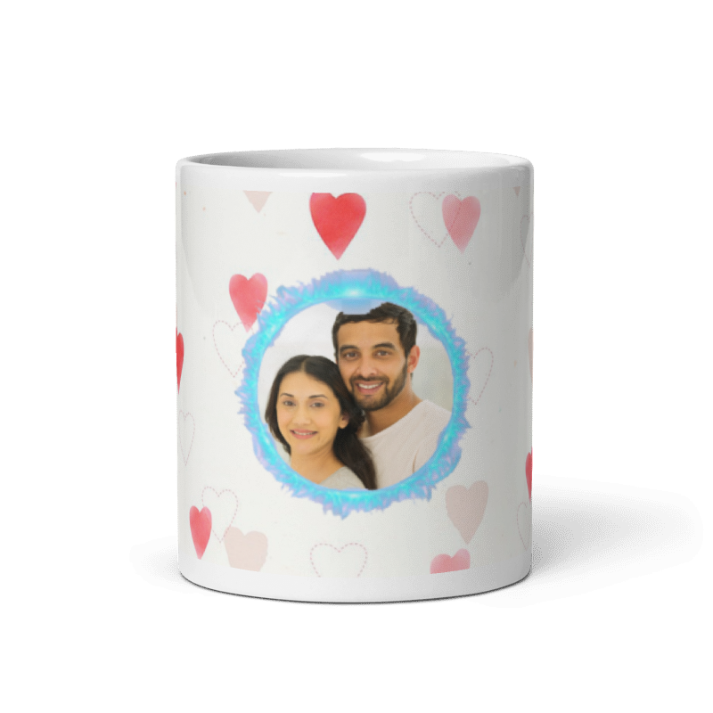 Customized Coffee Mug - Add Your Own Photo - Heart Background