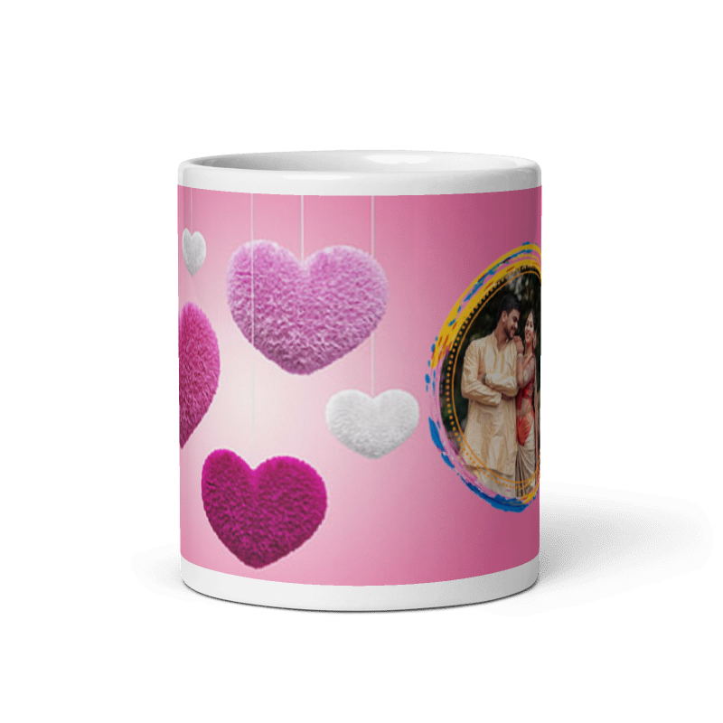 Customized Coffee Mug - Add Your Own Photo - Soft Heart Pattern