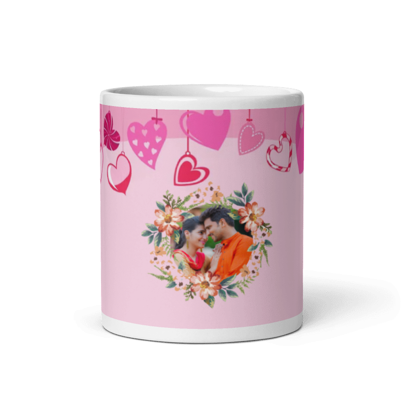 Customized Coffee Mug - Add Your Own Photo - Heart Background