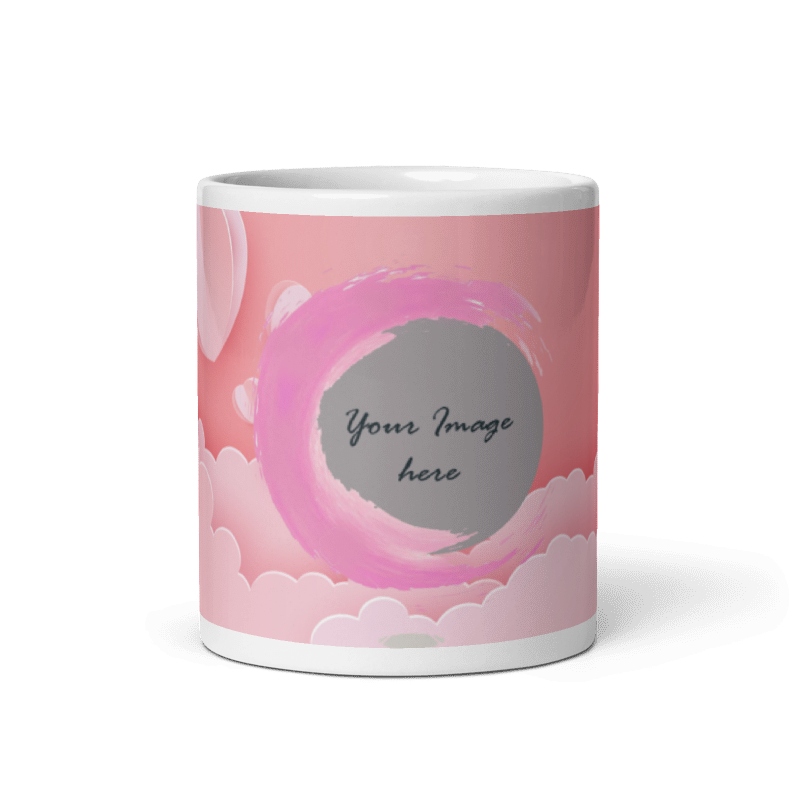 Customized Coffee Mug - Add Your Own Photo - Pink Background Design