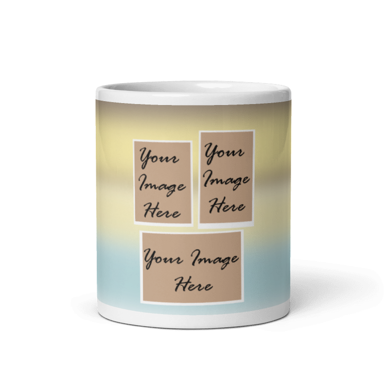 Customized Coffee Mug - Add Your Own Photo -3 Photo Frame Pattern