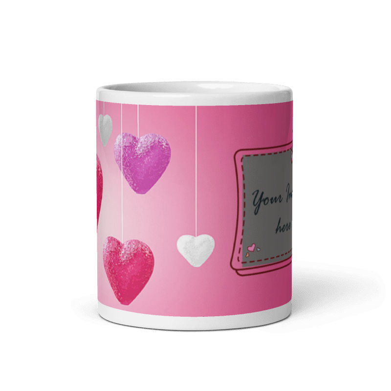Customized Coffee Mug - Add Your Own Photo - Pink Background Pattern