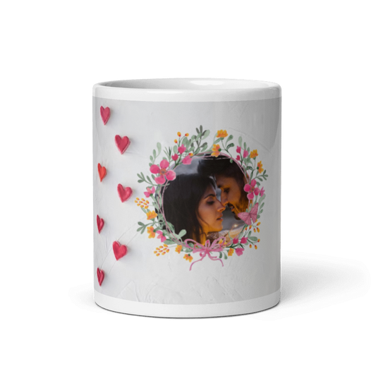 Customized Coffee Mug - Add Your Own Photo - Heart Pattern