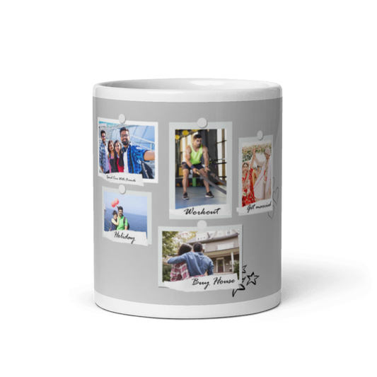 Customized Coffee Mug - Add Your Own Photo -5 Photo Frame Pattern