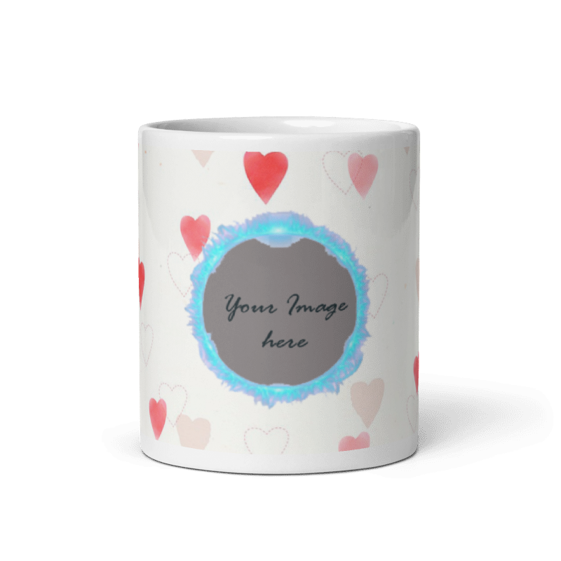 Customized Coffee Mug - Add Your Own Photo - Heart Background
