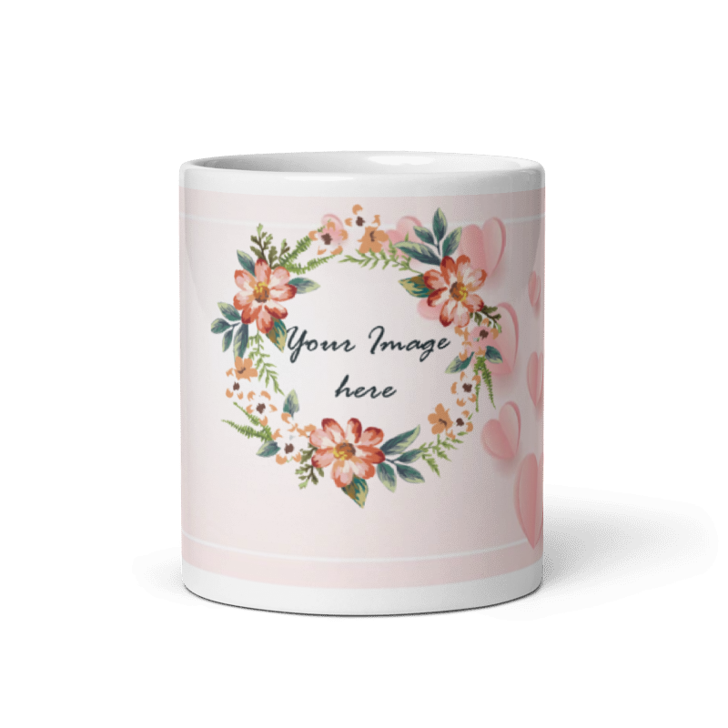 Customized Coffee Mug - Add Your Own Photo - Bloom Pattern