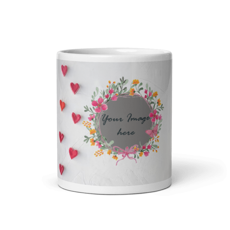 Customized Coffee Mug - Add Your Own Photo - Heart Pattern