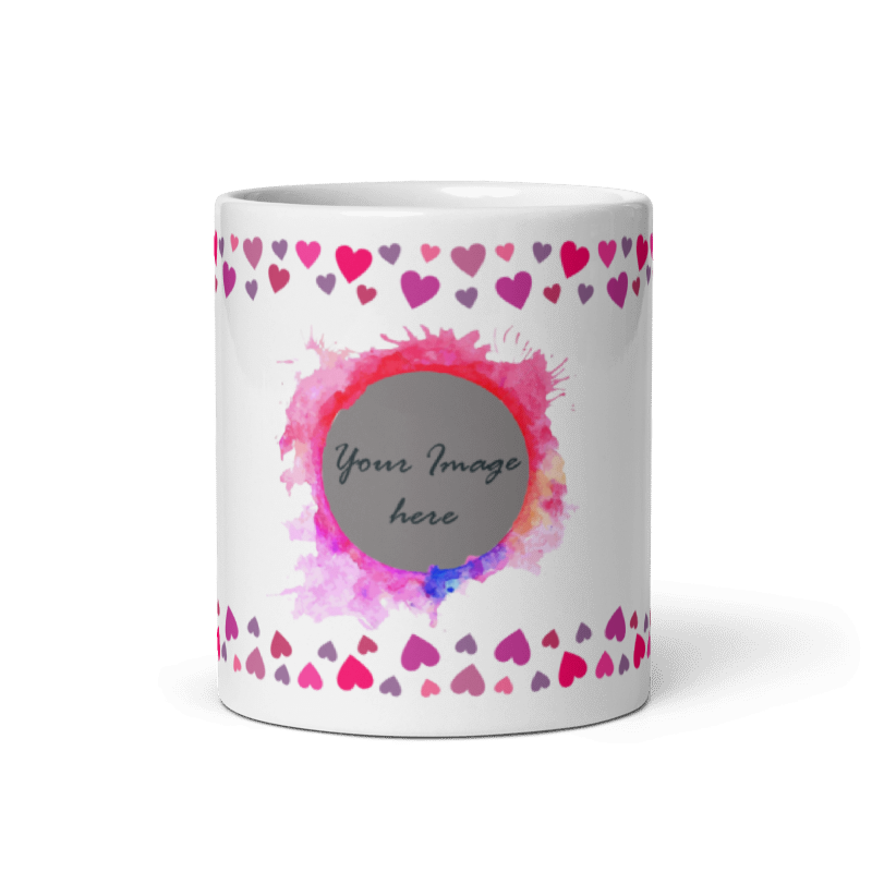 Customized Coffee Mug - Add Your Own Photo - Colorful Heart Pattern