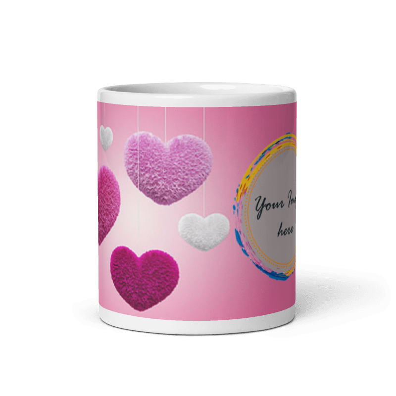 Customized Coffee Mug - Add Your Own Photo - Soft Heart Pattern