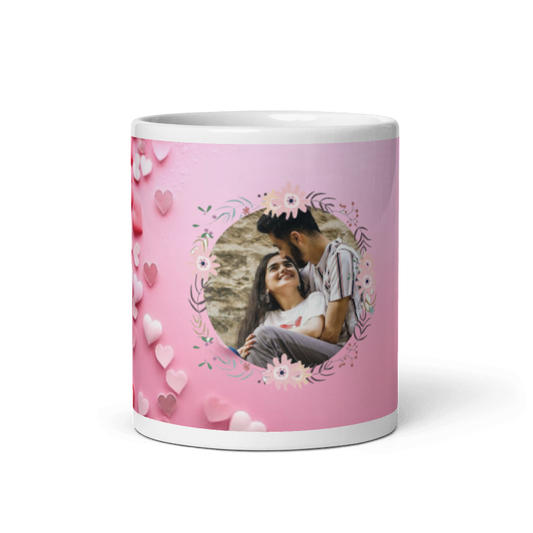Customized Coffee Mug - Add Your Own Photo - Floral Pattern