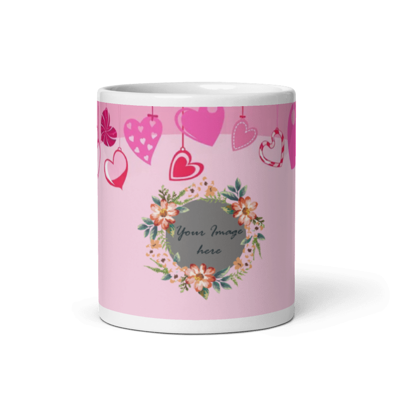 Customized Coffee Mug - Add Your Own Photo - Heart Background
