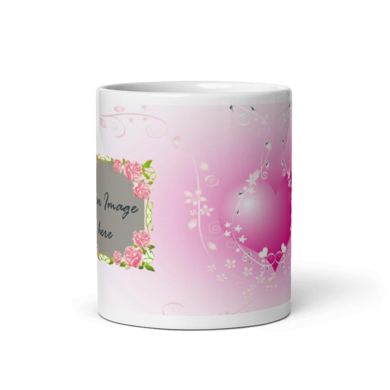 Customized Coffee Mug - Add Your Own Photo -Heart Background