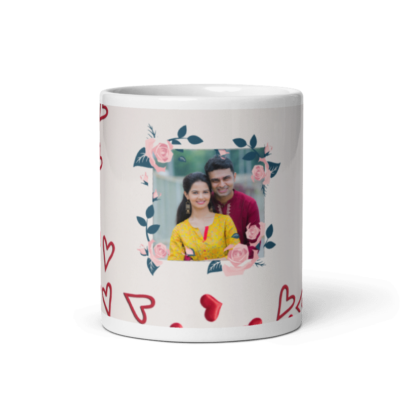 Customized Coffee Mug - Add Your Own Photo - Heart Background
