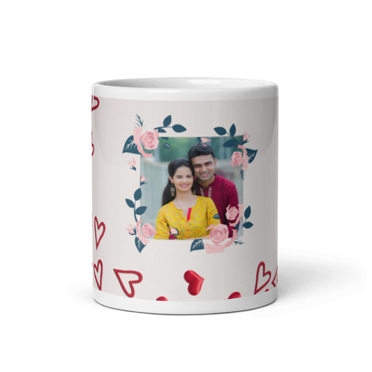 Customized Coffee Mug - Add Your Own Photo - Heart Background