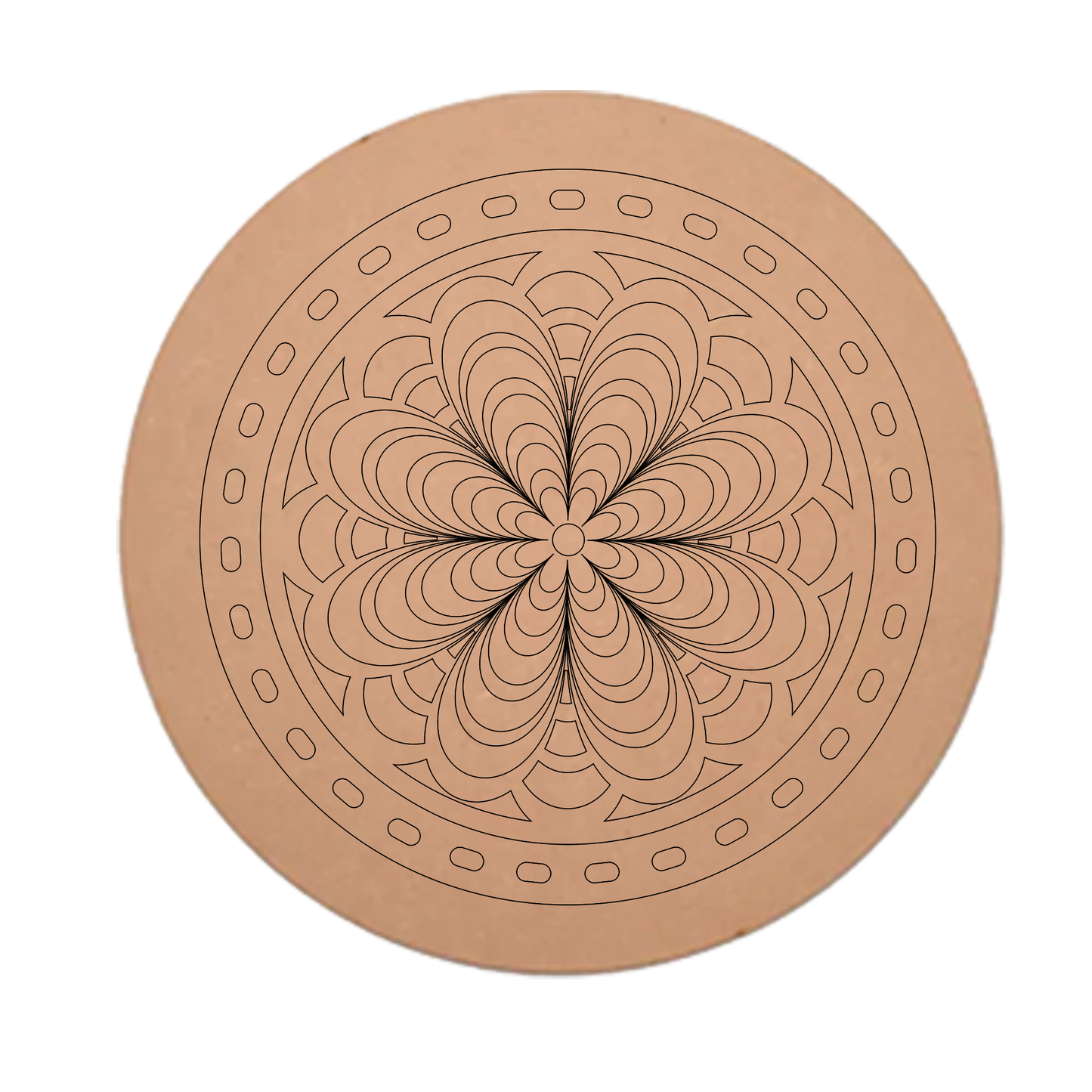 MDF Pre Marked Flower Design Art Awesome Round Cutout