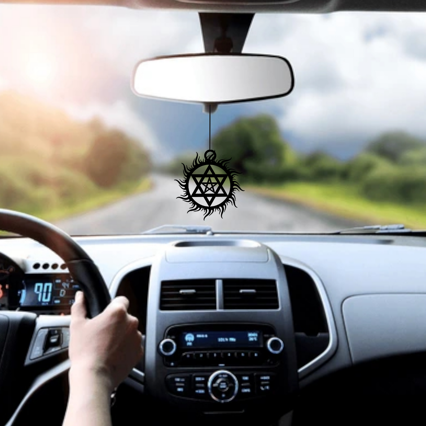 ShopTwiz Shri Yantra Divine Geometry Car Hanging Decorative