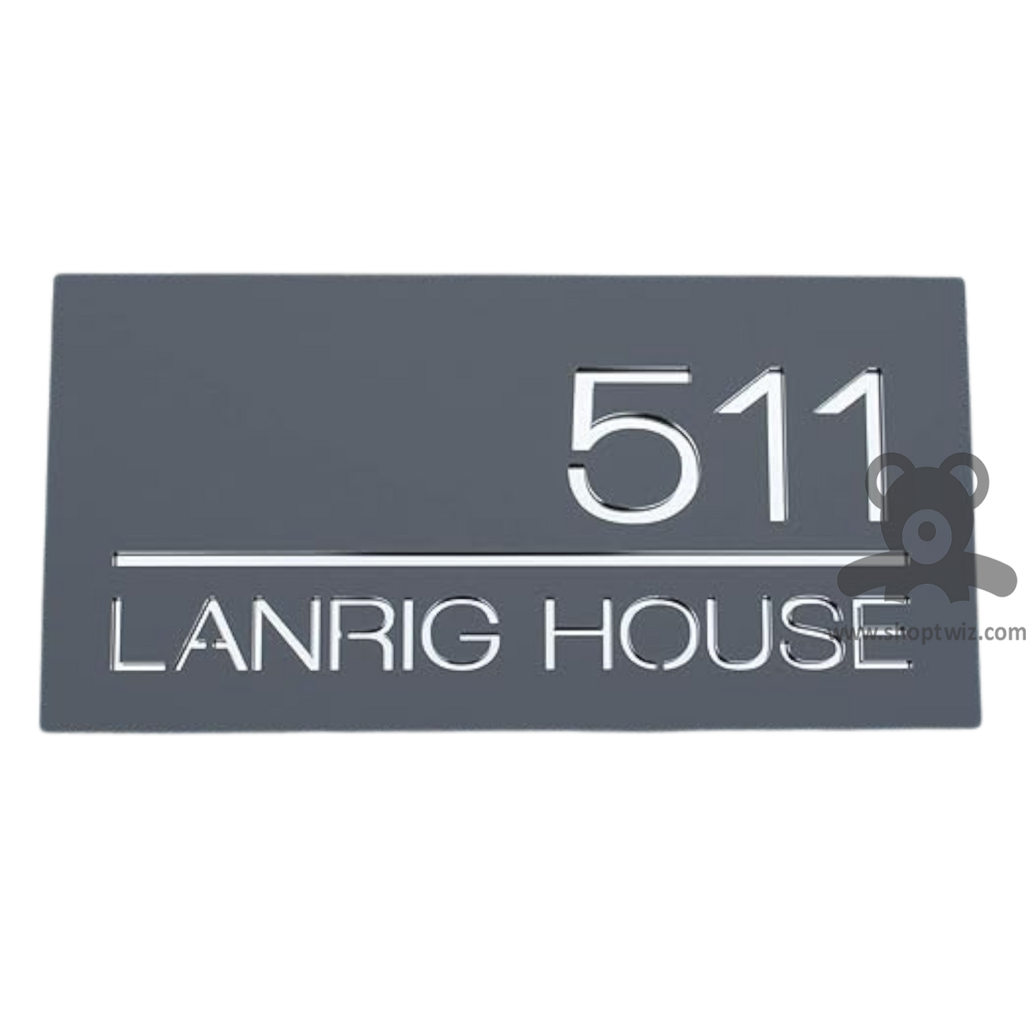 ShopTwiz Rectangle Black Acrylic White Letter Name Plate for House and Office