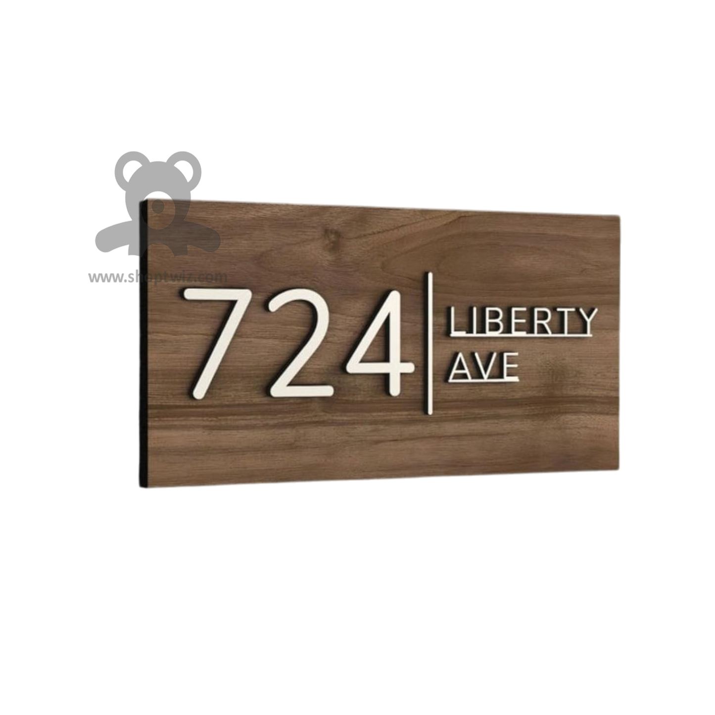 ShopTwiz Rectangle Wood with White Letter Name Plate for House and Office
