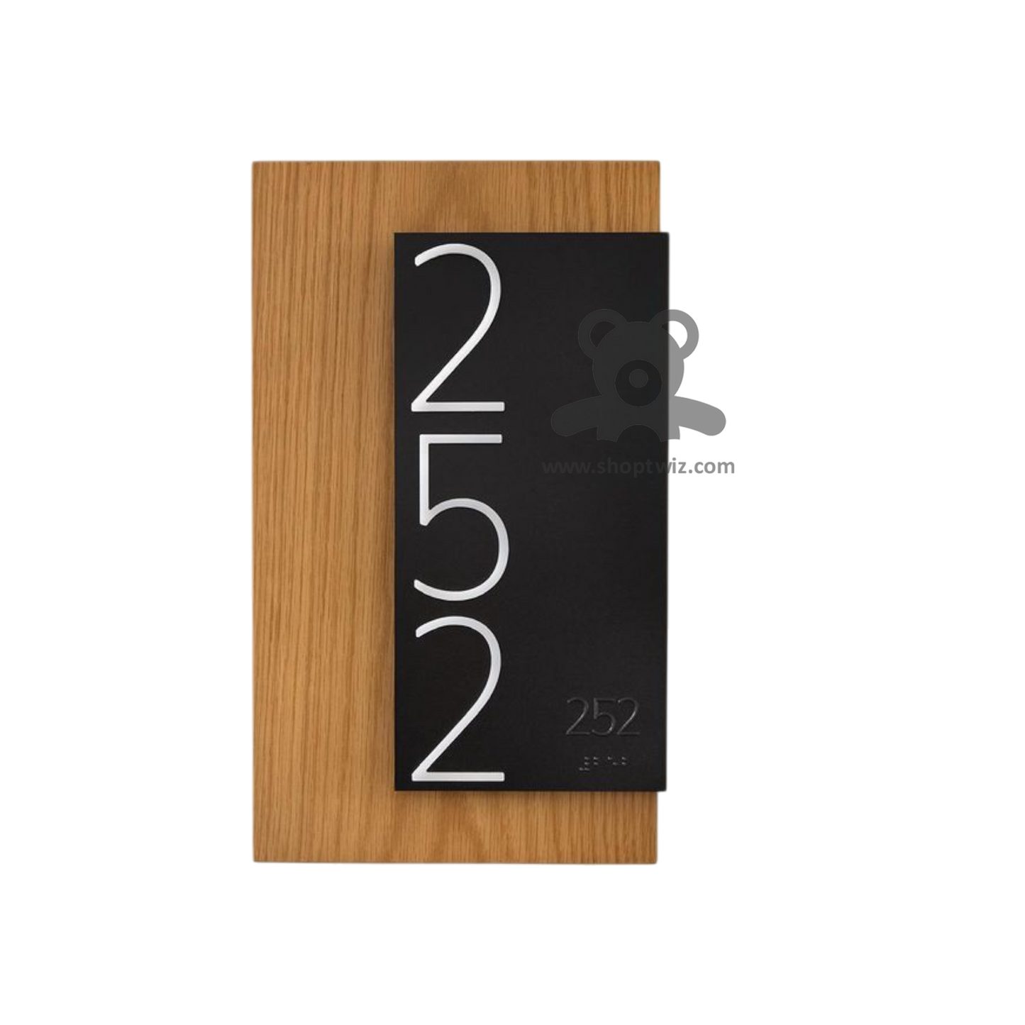 ShopTwiz Rectangle Wood Black Acrylic White Letter Name Plate for House and Office