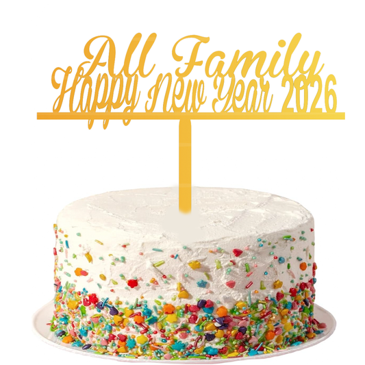 All Family Happy New Year 2026 Customize cake topper