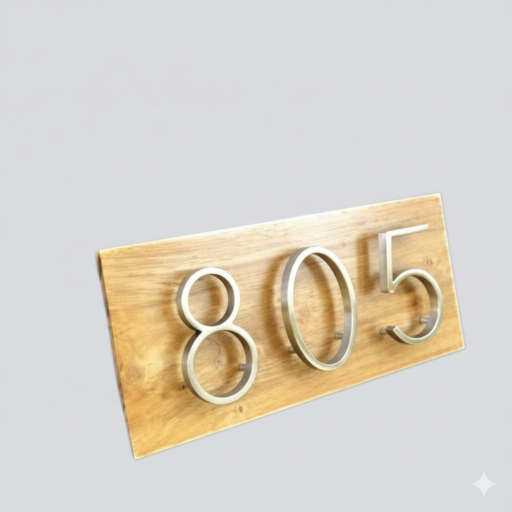 ShopTwiz Rectangle Pine Wood Back with 3D Letter Name Plate for House and Office