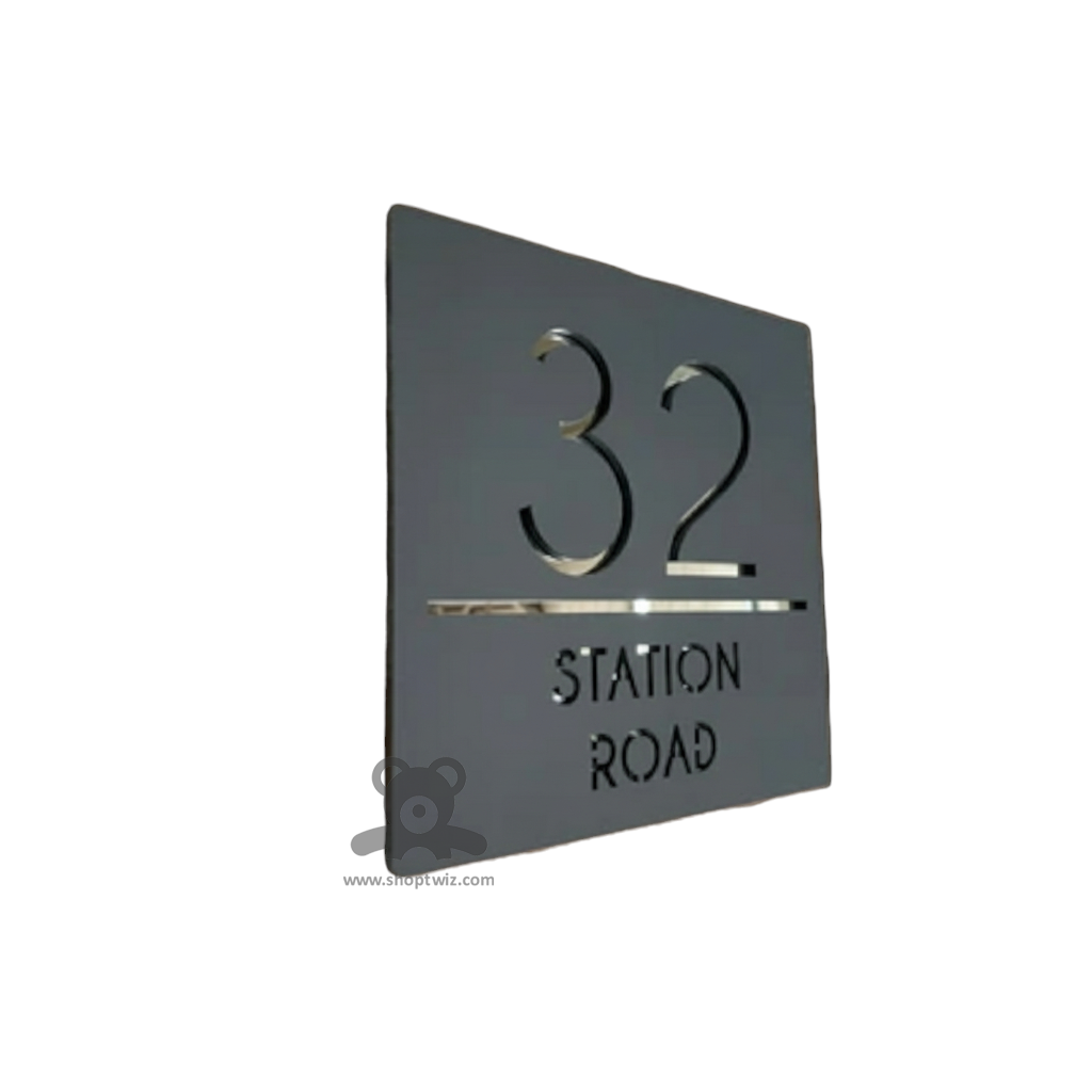 ShopTwiz Rectangle Black Golden Letter Name Plate for House and Office