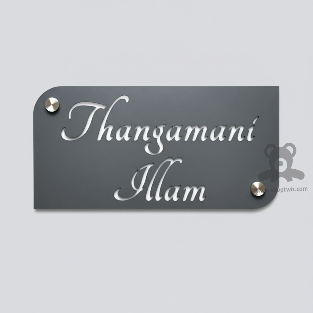 ShopTwiz Rectangle Z Black With White Letter Name Plate for House and Office
