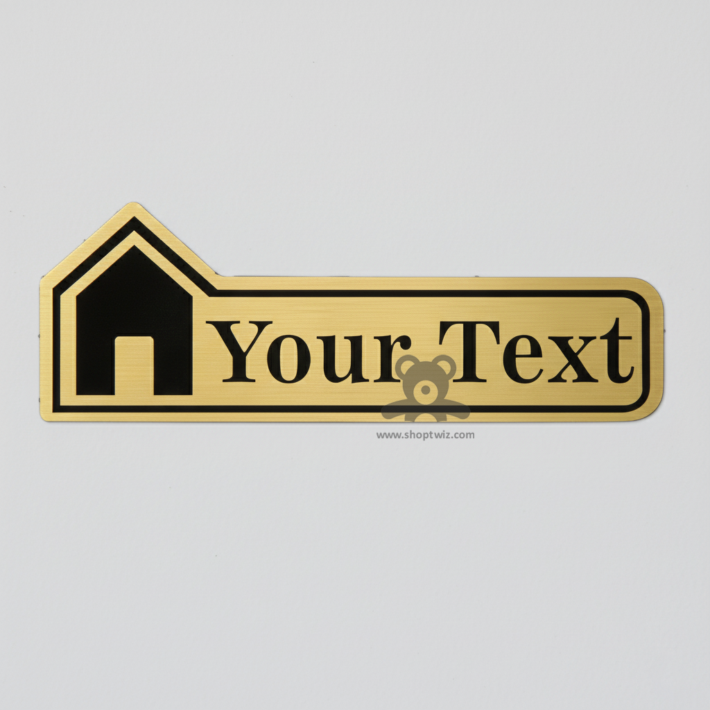 ShopTwiz Rectangle Golden House and Black Letter Name Plate for House and Office