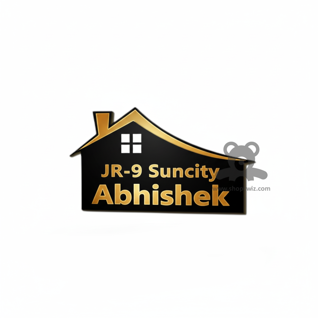 ShopTwiz Rectangle House Black Golden Letter Design Name Plate for House and Office