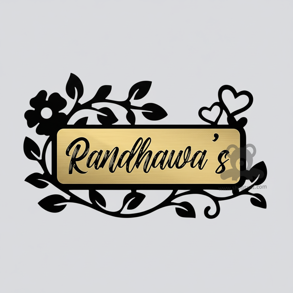 ShopTwiz Rectangle Wood Black Design And Wood Name Plate for House and Office