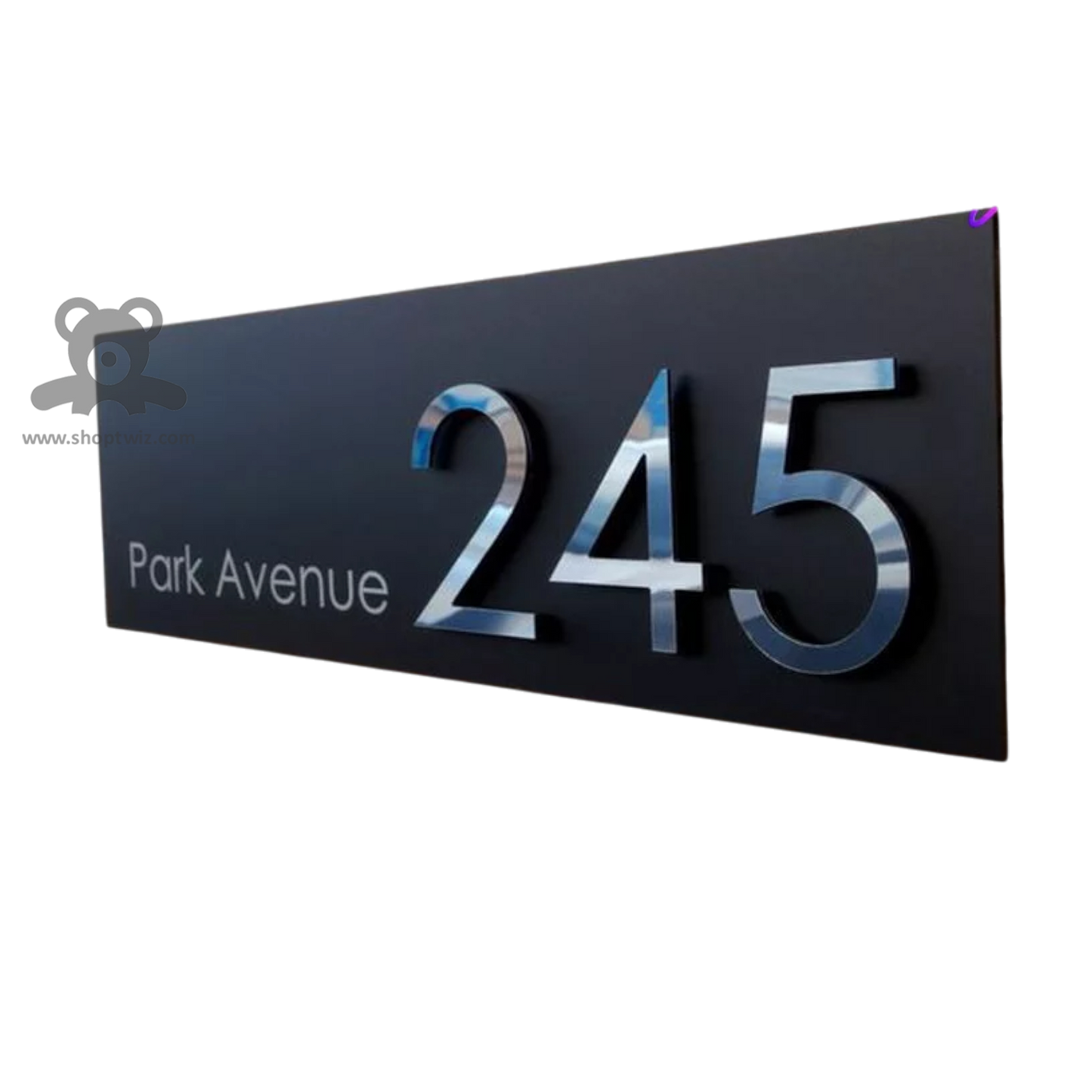 ShopTwiz Rectangle Black Acrylic Transparent Letter Name Plate for House and Office