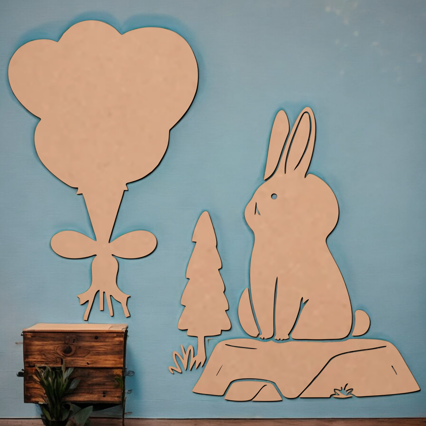 Standing Bunny MDF Wall Art For Home Decoration ,Living Room Bedroom Kids Room