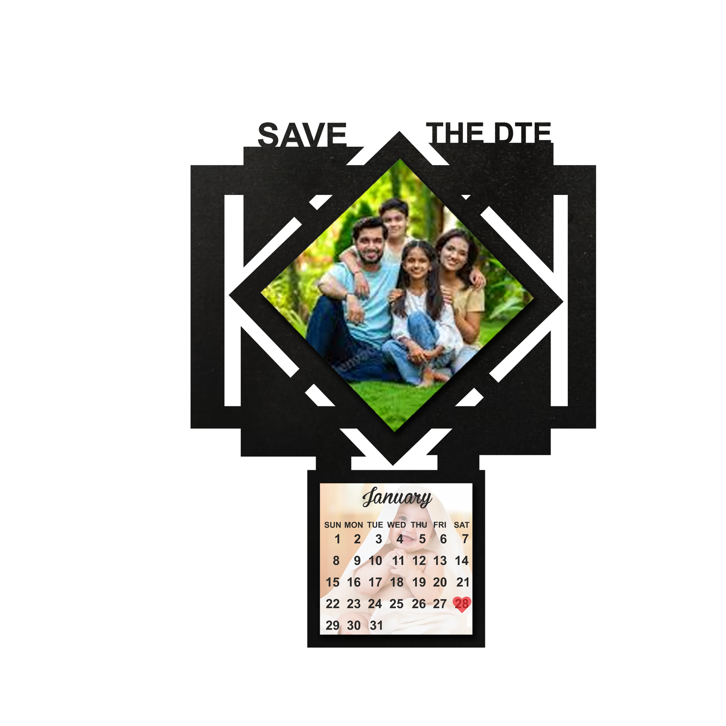 ShopTwiz Save The Date Collage Photo Frame with 1 photo and 1 Calender ( Customizable )