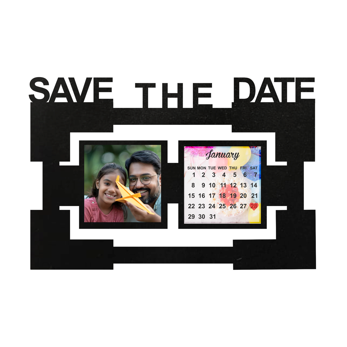 ShopTwiz Save the Date Rectangle Collage Photo Frame with 2 photos ( Customizable )