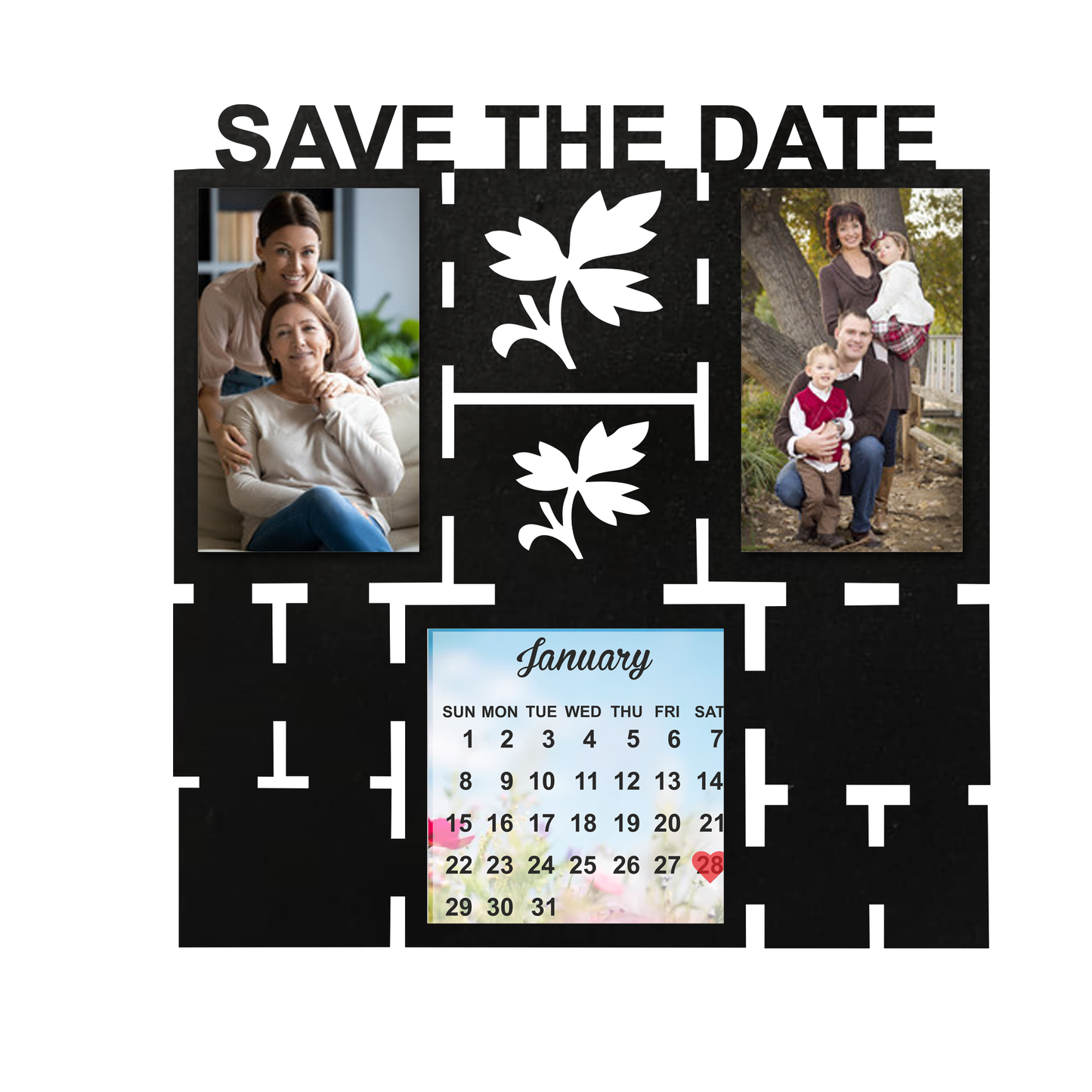 ShopTwiz Save The Date Collage Photo Frame with 2 photo and 1 Calender ( Customizable )