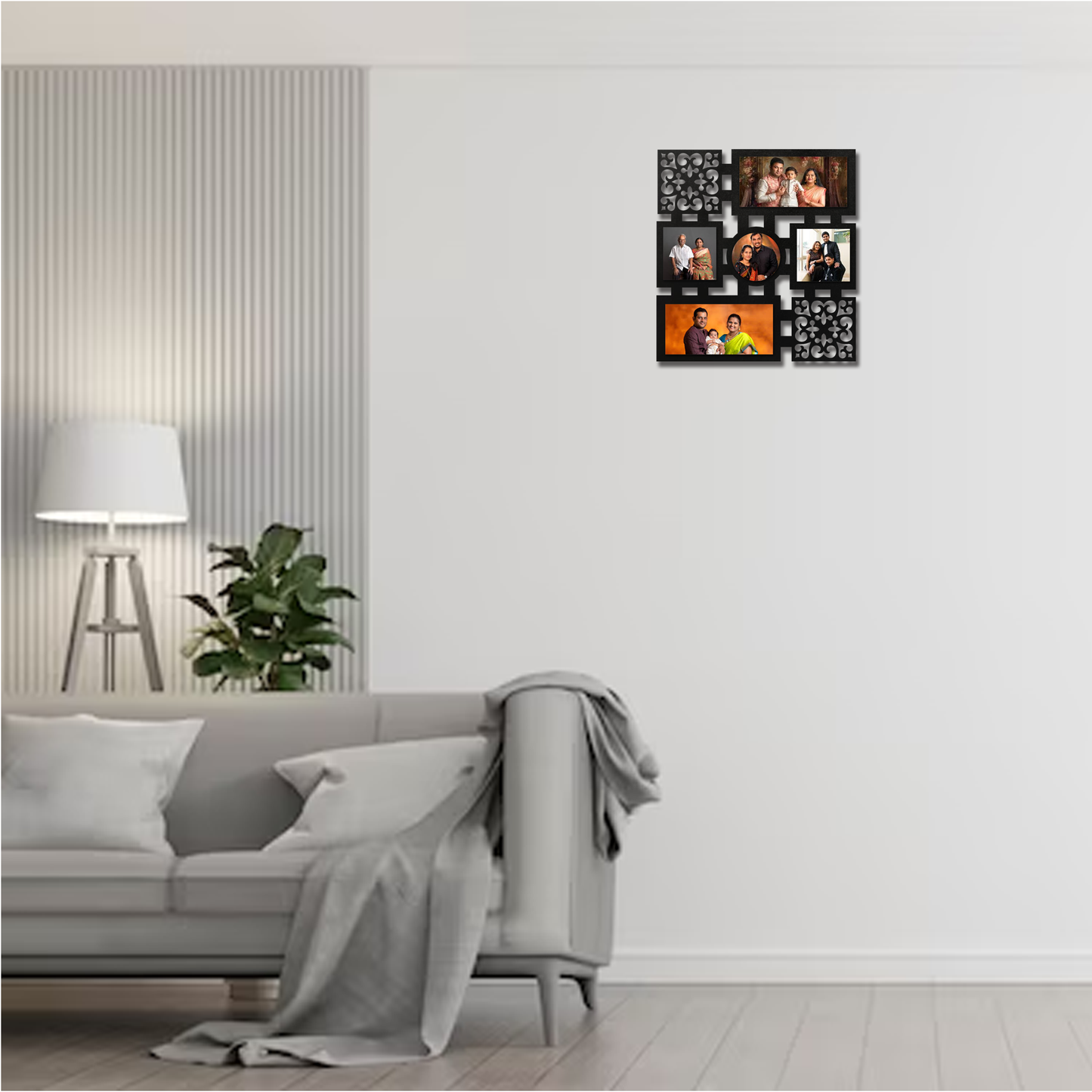 ShopTwiz Square With Circle Themed  Collage Photo Frame with 5 photos ( Customizable )