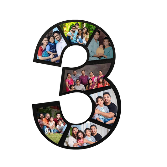 ShopTwiz Three Number Collage Photo Frame with 7 photos ( Customizable )