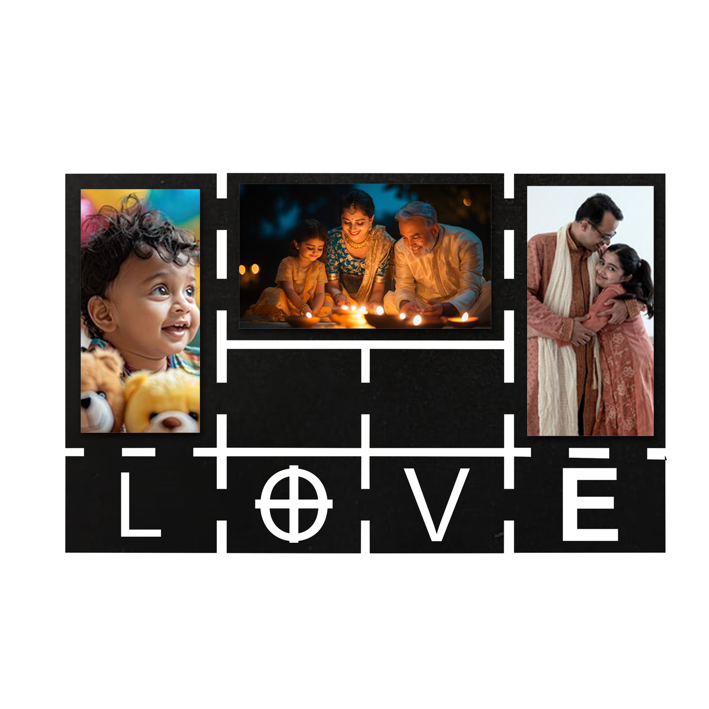 ShopTwiz Rectangle Charming Collage Photo Frame with 3 photos ( Customizable )