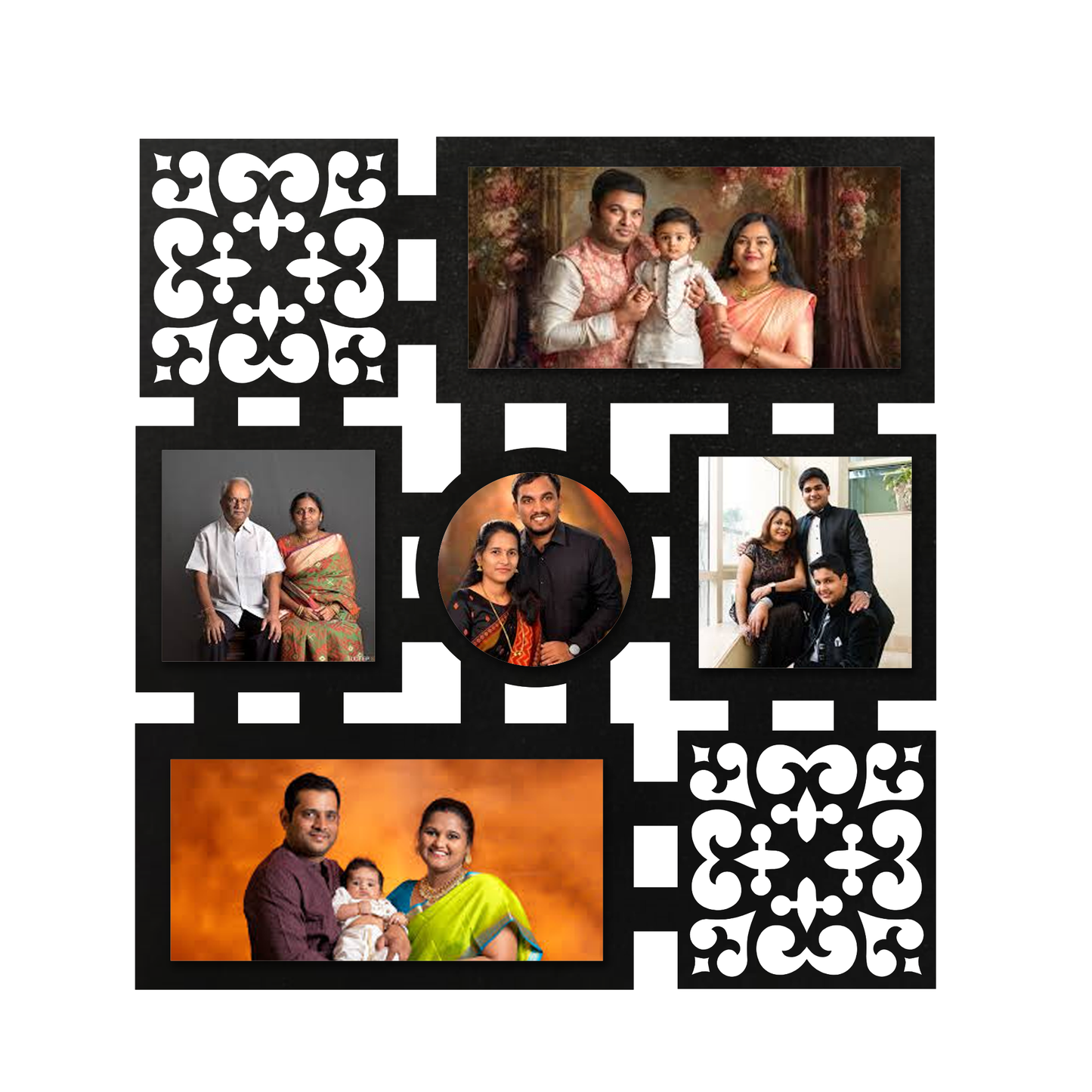 ShopTwiz Square With Circle Themed  Collage Photo Frame with 5 photos ( Customizable )