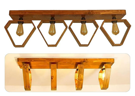 4 Polygon Shape Decorative Wooden Hanging Light for Ceiling