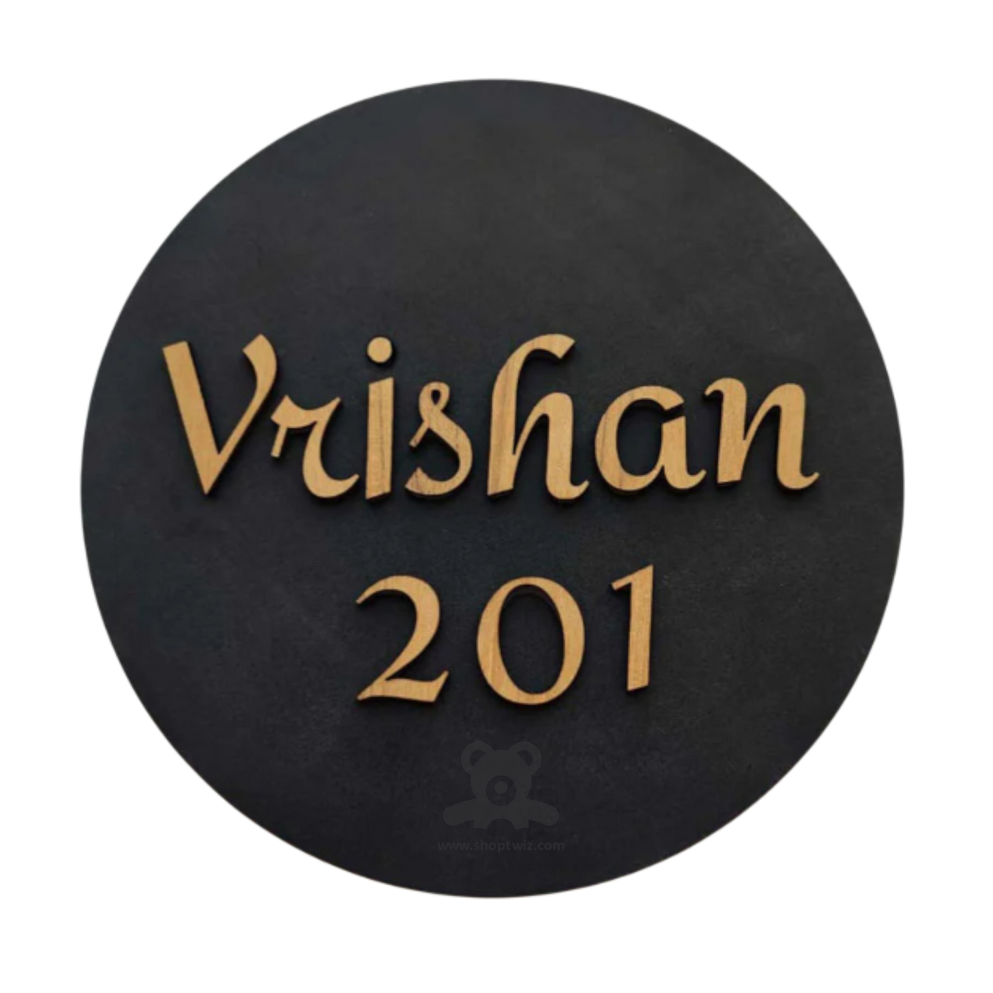 ShopTwiz Circle Z Black Acrylic with Golden Letter Name Plate for House and Office