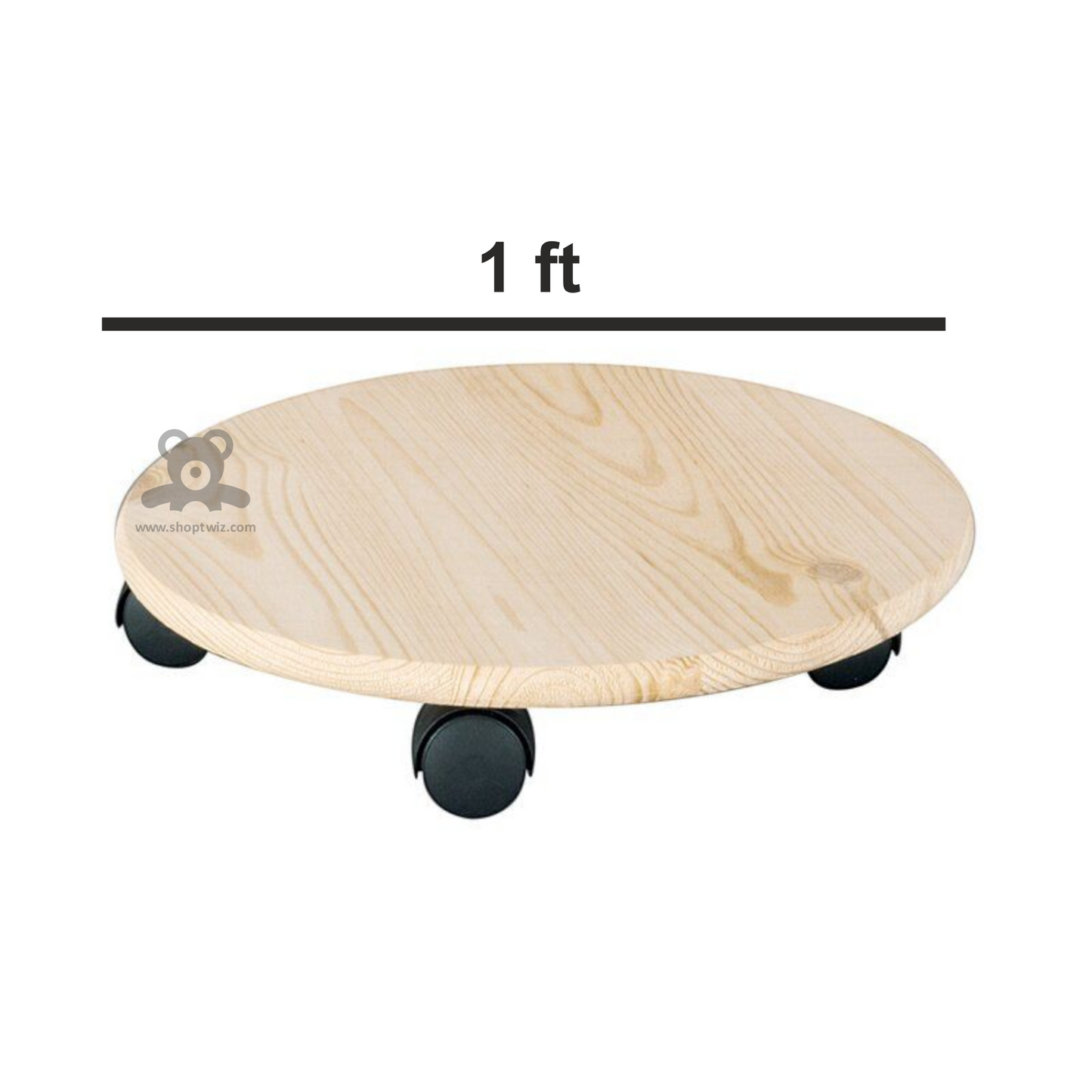 ShopTwiz Wooden Circle Rolling Plant Stand