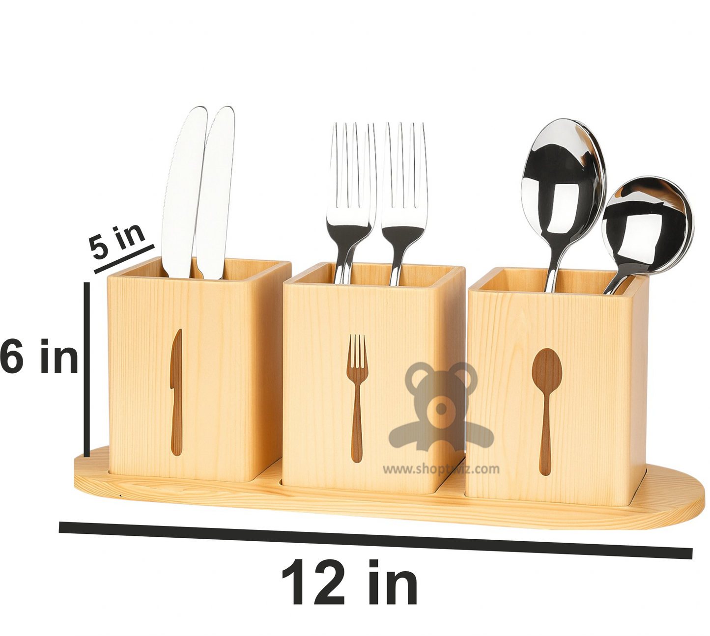 ShopTwiz Wooden Knife and Spoon Stand for Kitchen