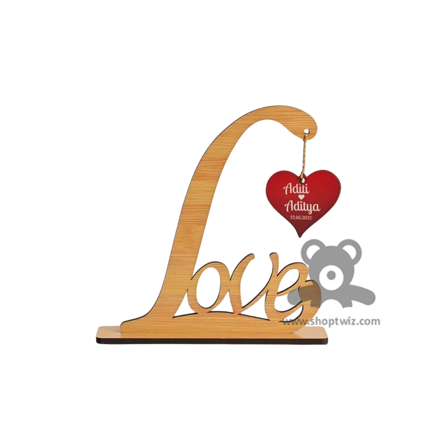 Customized Wooden Wedding & Anniversary Gift – Romantic Heart Decor for Couples, Family & Loved Ones | Home Table & Shelf Accent
