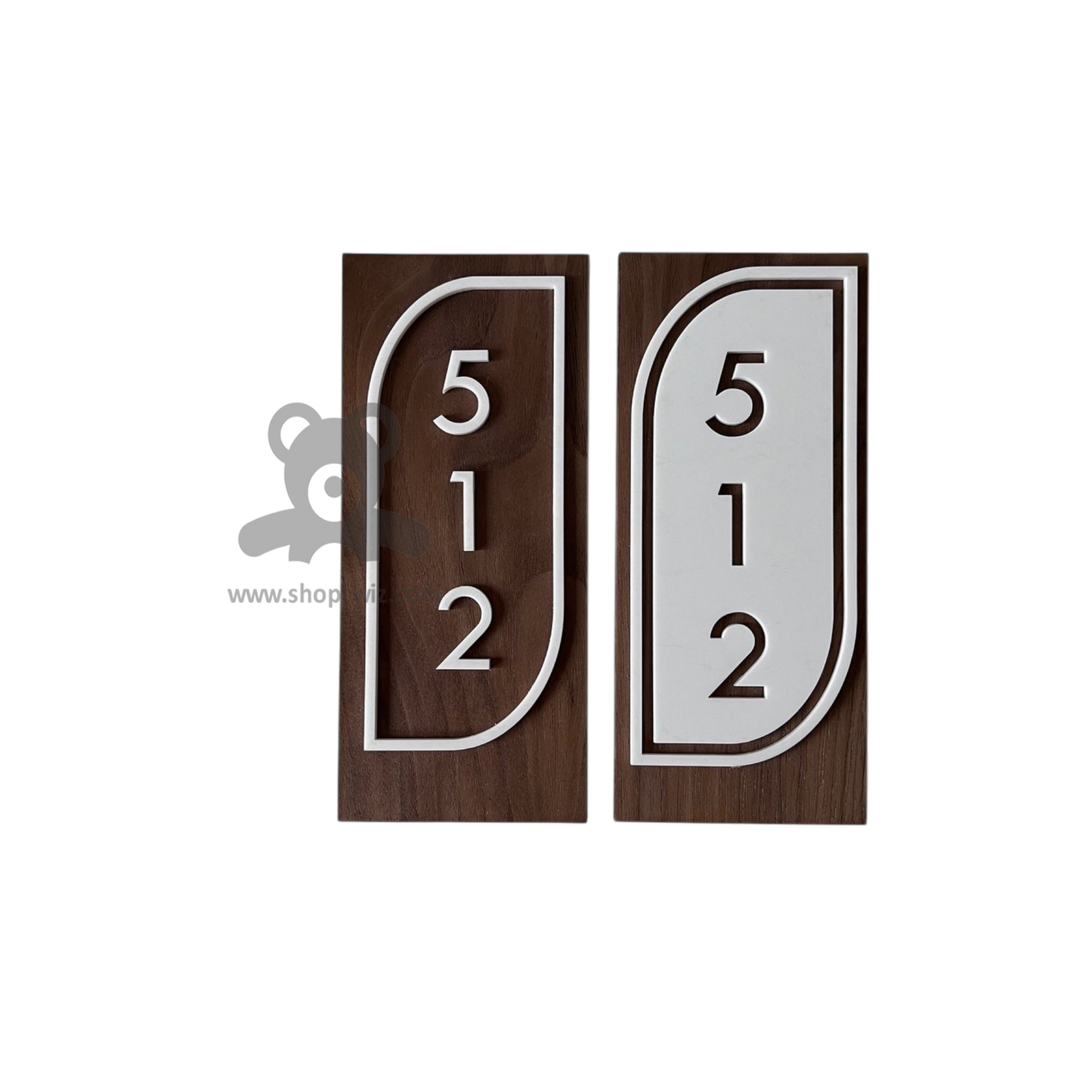 ShopTwiz Rectangle Wood White Letter Design Name Plate for House and Office