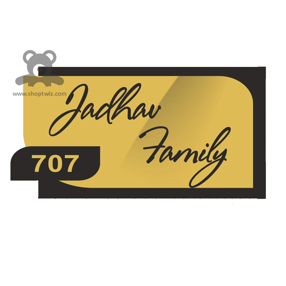 ShopTwiz Rectangle Black Golden Black Letter Name Plate for House and Office