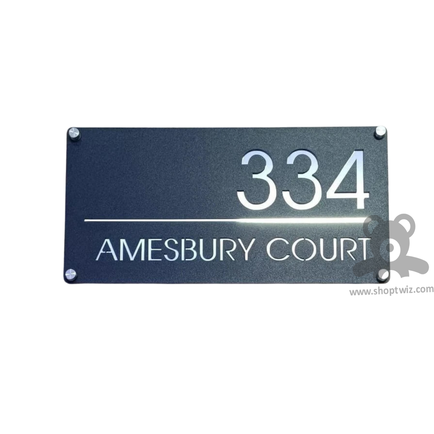 ShopTwiz Rectangle Black Golden Letter Name Plate for House and Office